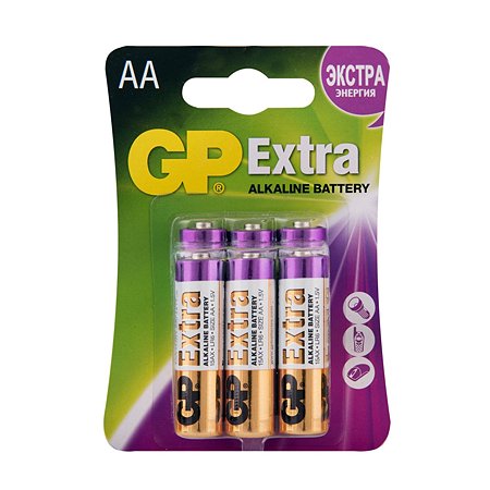 Батарейки GP Extra алкалиновые (щелочные) тип АА (LR6) 6 шт - фото 2