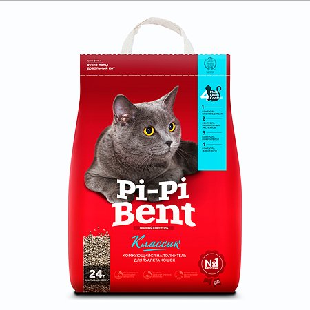 Наполнитель для кошек Pi-Pi-Bent комкующийся крафт пакет 10кг  12163