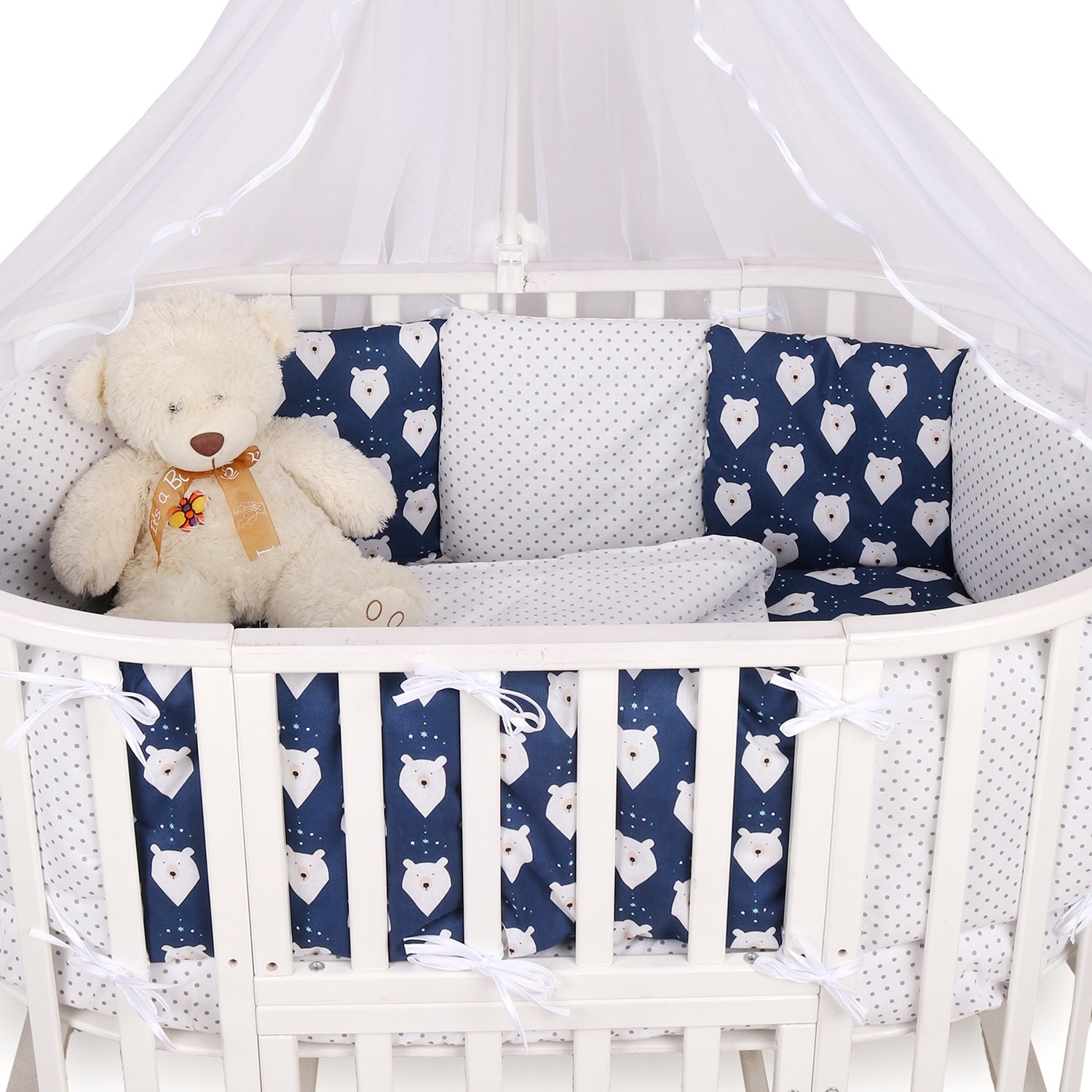 Комплект постельного белья Amarobaby Белые медведи 4предмета Синий - фото 6