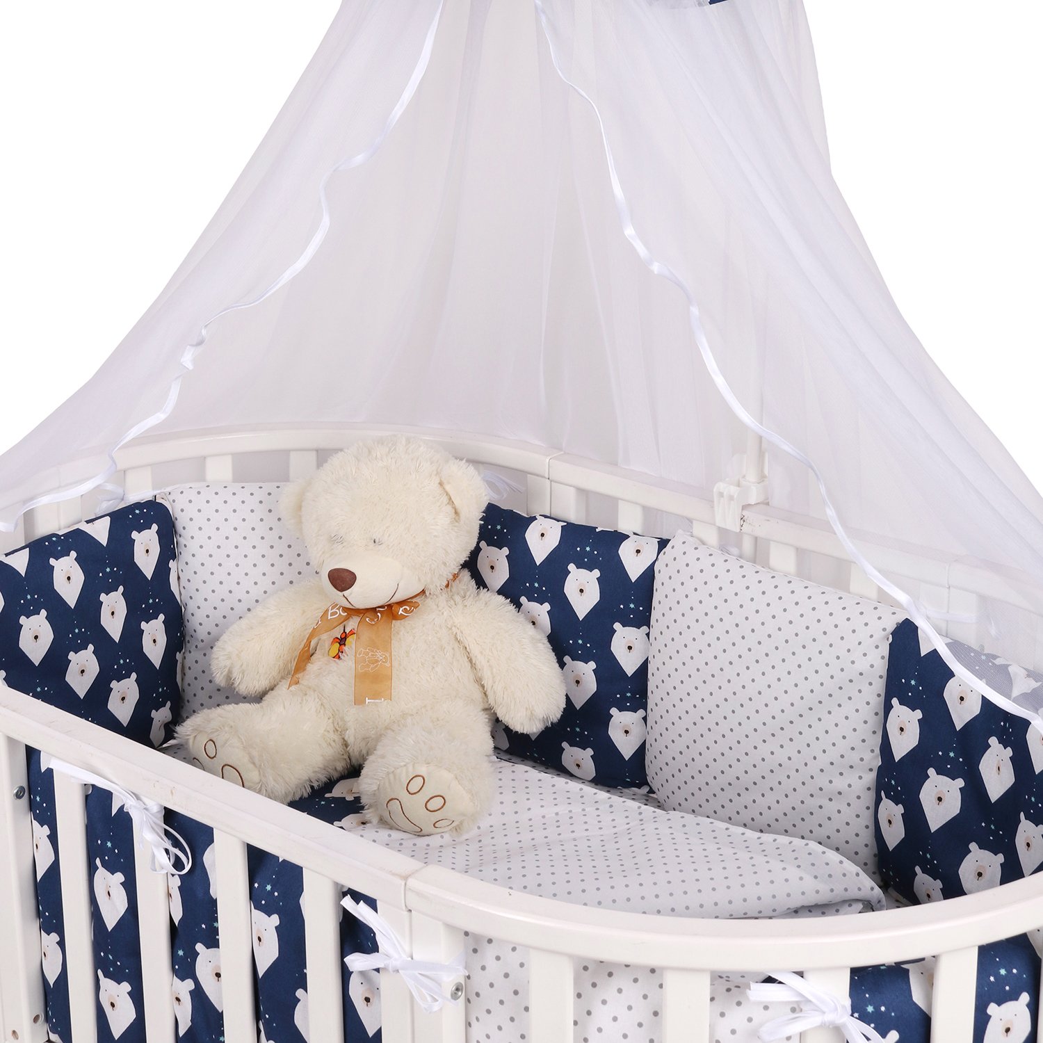 Комплект постельного белья Amarobaby Белые медведи 4предмета Синий - фото 7