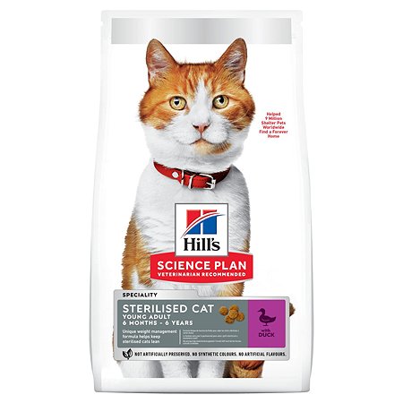 Корм HILLS 1,5кг с уткой для стерилизованных кошек