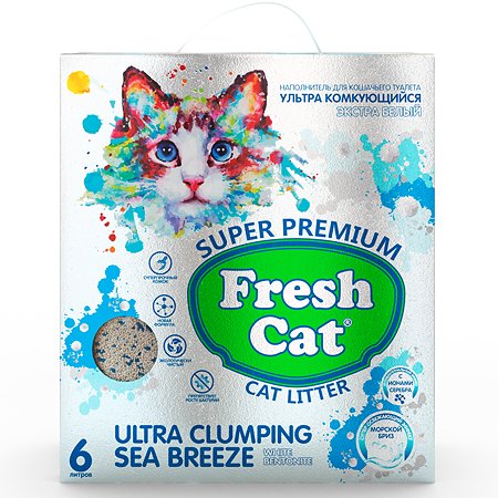 Наполнитель для кошек Fresh Cat комкующийся бентонитовый Морской бриз 5.16кг