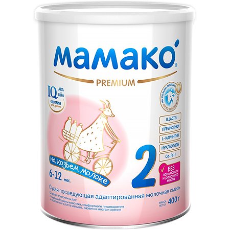 Смесь Мамако Premium 2 на козьем молоке 400г от 6 до 12 месяцев - фото 1
