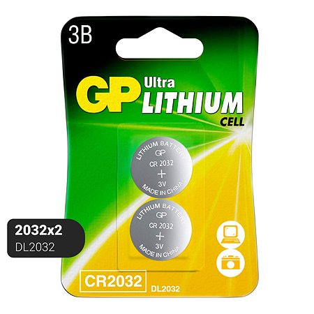 Батарейки GP литиевые GP Ultra 2032 (3V) 2 шт. - фото 1