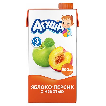 Сок  Агуша  яблоко-персик с мякотью 500мл с 3лет
