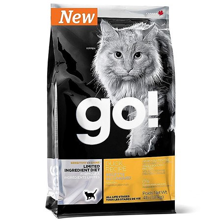 Корм сухой для кошек GO 7.26кг беззерновой с уткой для чувствительного пищеварения