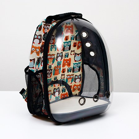 Рюкзак для переноски животных Пижон прозрачный «Совинные мордочки» 31*28*42 см
