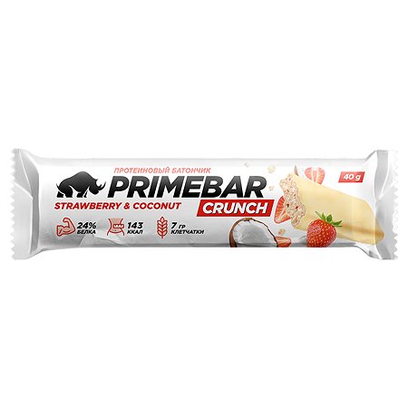 Батончик протеиновый Primebar Crunch со вкусом клубника-кокос 40г
