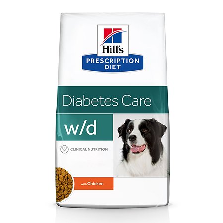 Корм для собак HILLS 12кг Prescription Diet w/d Digestive/Weight Management при диабете с курицей сухой