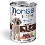 Корм для щенков MONGE Dog Fresh Chunks in Loaf мясной рулет телятина с овощами консервированный 400г