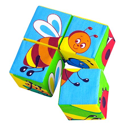 Кубики Мякиши Набор детских мягких развивающих кубиков для малышей Насекомые подарок детям мягкие