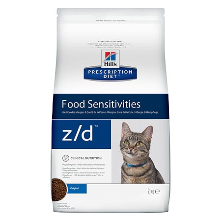 Корм для кошек HILLS 2кг Prescription Diet z/d Food Sensitivities для кожи и при пищевой аллергии сухой