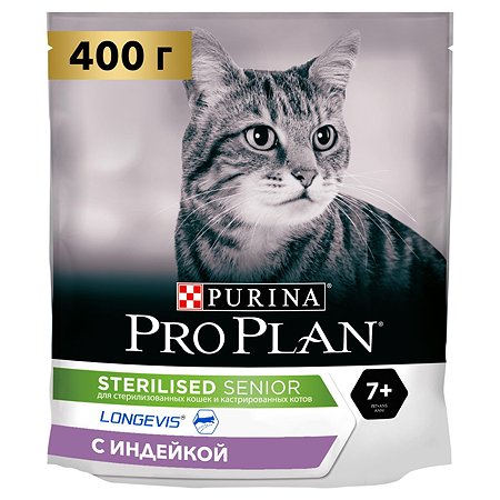 Корм сухой для кошек PRO PLAN 400г с индейкой пожилых при стерилизации и кастрации