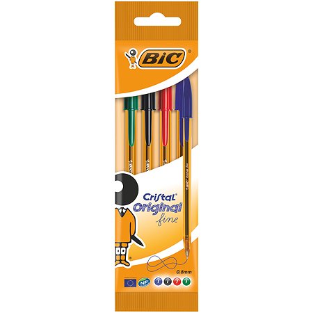 Ручка шариковая BIC Кристал Файн 4цвета 4шт 872725 - фото 1
