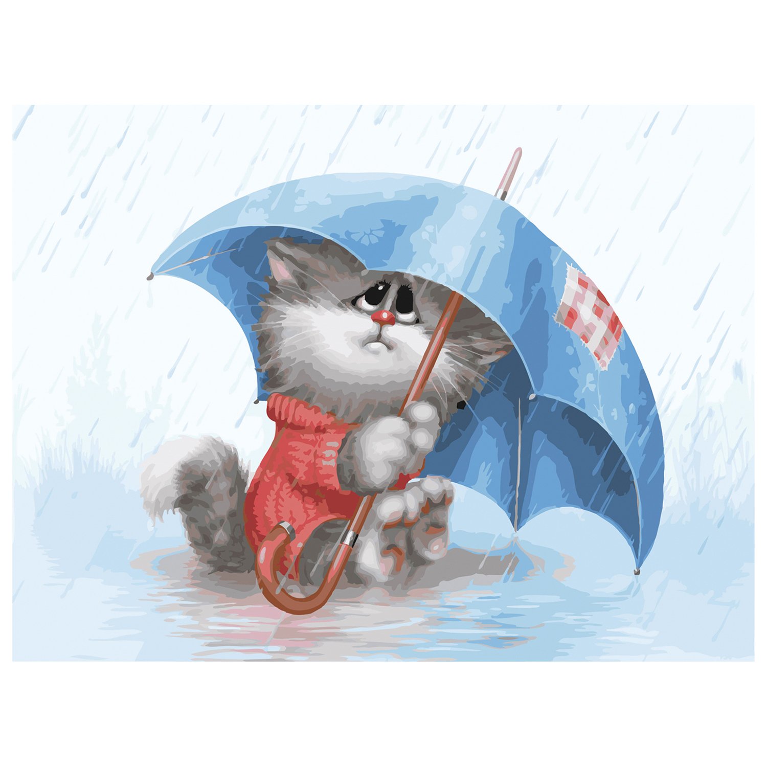 Кошка под дождем арт