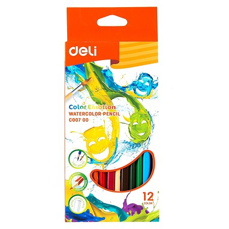 Карандаши цветные Deli Color Emotion акварельные 12цветов EC00700 - фото 1