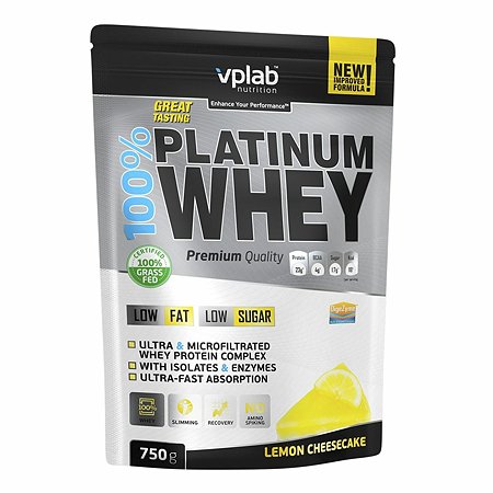 Протеин VPLAB Platinum Whey 100% лимонный чизкейк 750г - фото 1