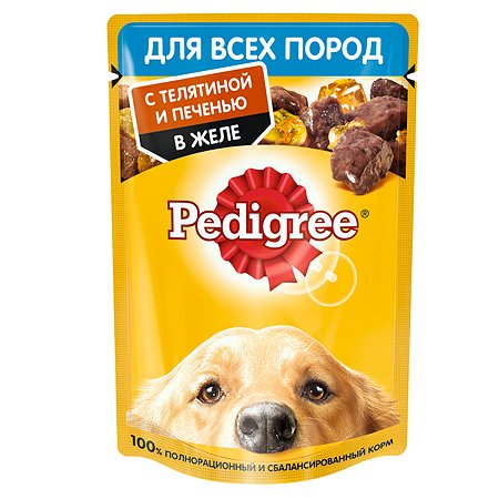 Корм для собак Pedigree телятина и печень в желе консервированный 85г