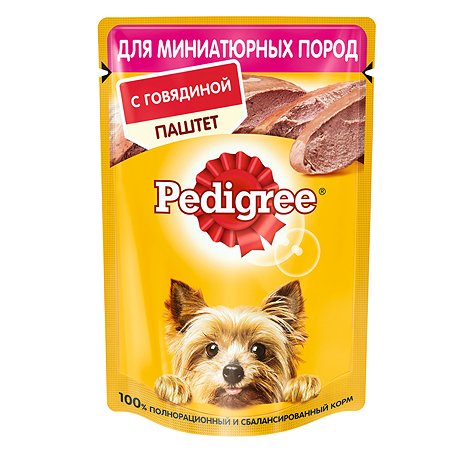 Корм для собак Pedigree миниатюрных пород паштет говядина консервиров анный 80г