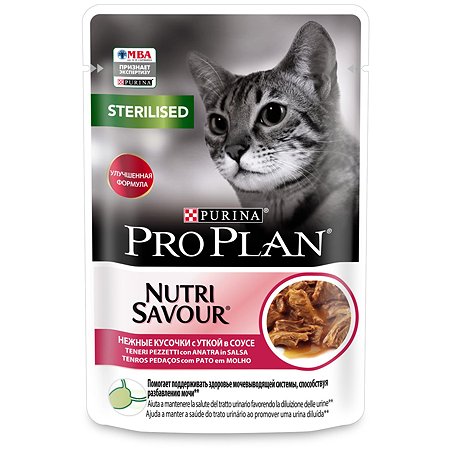 Корм влажный для кошек PRO PLAN Nutri Savour 85г с уткой в соусе при стерилизации и кастрации - фото 1