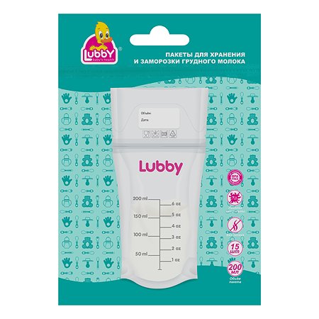 Пакеты для хранения и заморозки грудного молока Lubby 15шт 20272
