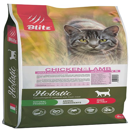 Корм для кошек Blitz Blitz Holistic курица-ягненок 5кг