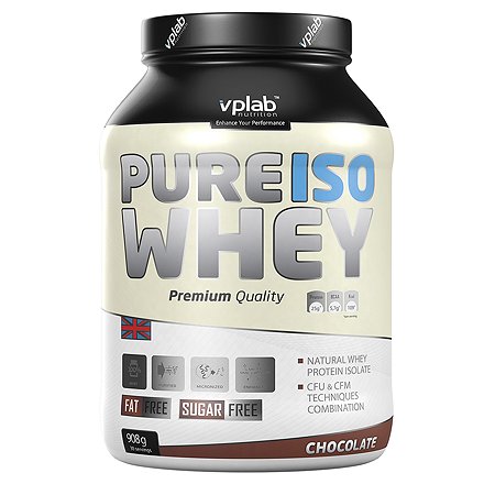 Протеин VPLAB Pure Iso Whey шоколад 908г - фото 1