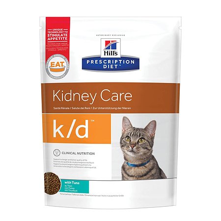 Корм для кошек HILLS 400г Prescription Diet k/d Kidney Care для здоровья почек с тунцом сухой