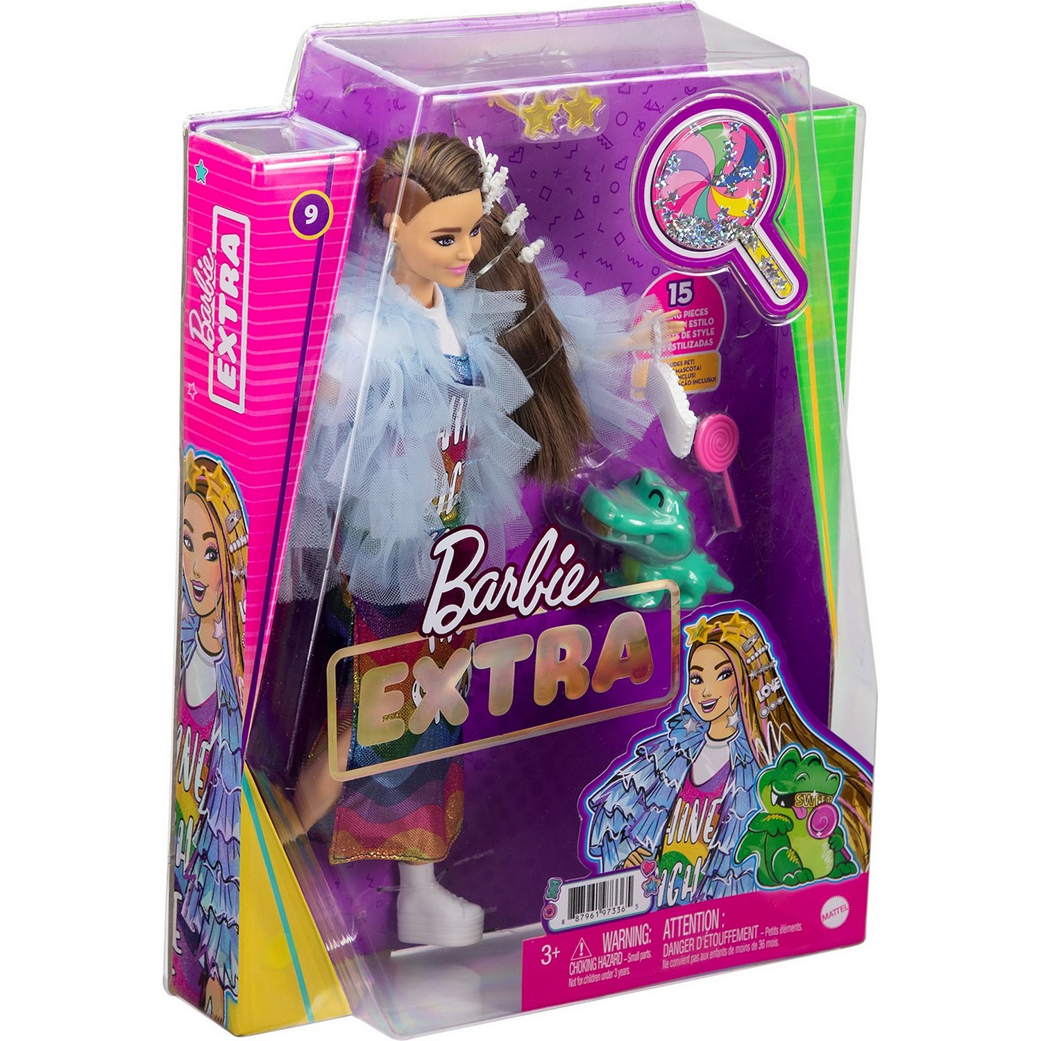 Кукла Barbie Экстра в радужном платье GYJ78 - фото 3