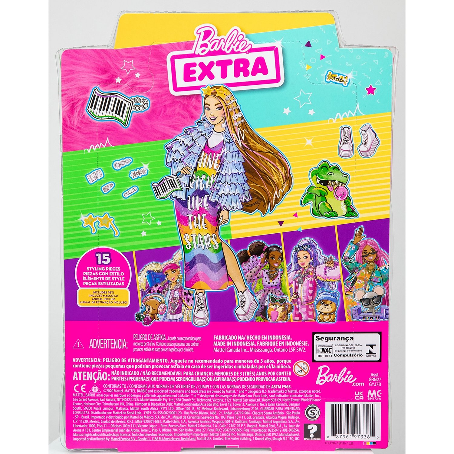 Кукла Barbie Экстра в радужном платье GYJ78 - фото 4