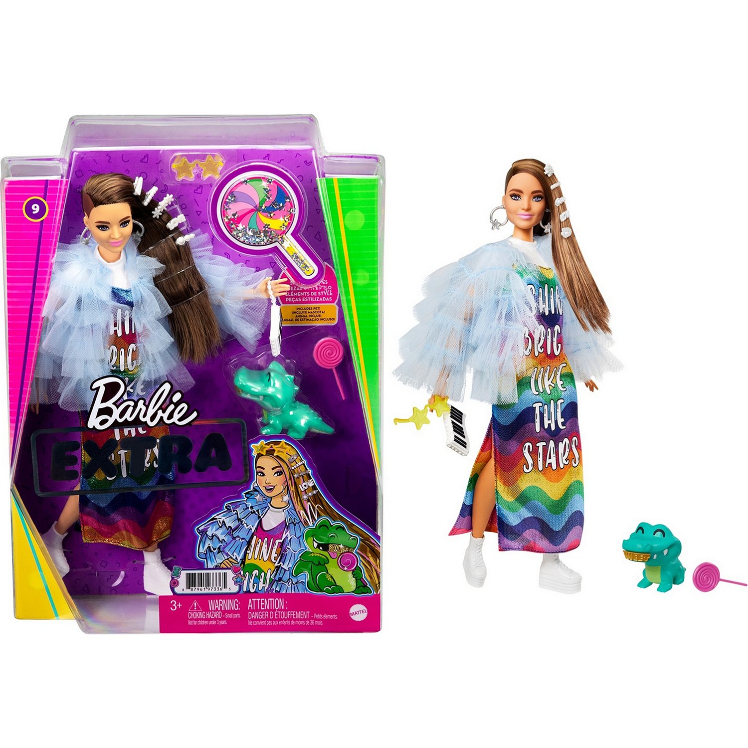 Кукла Barbie Экстра в радужном платье GYJ78 - фото 10