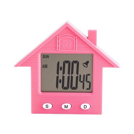 Часы-будильник Uniglodis электронные Домик розовый
