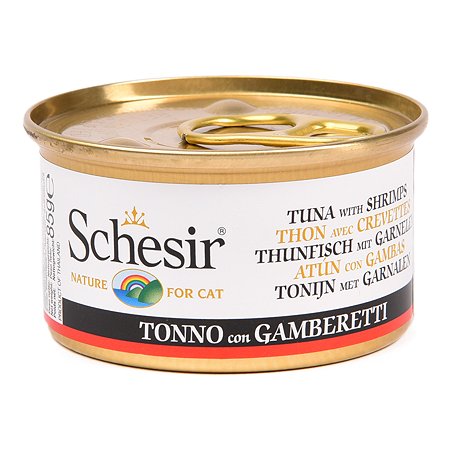 Корм влажный для кошек Schesir 85г тунец с креветками