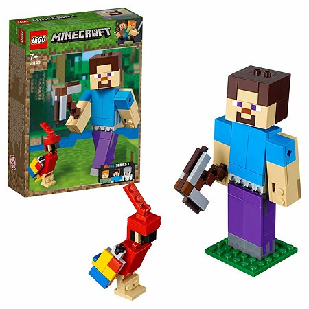 Конструктор LEGO Minecraft Большие фигурки Minecraft Стив с попугаем 21148