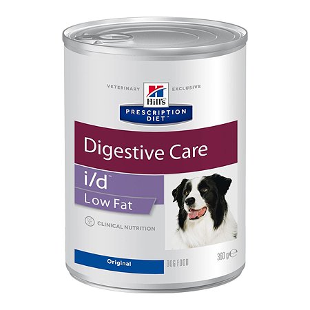 Корм для собак HILLS 360г Prescription Diet i/d LowFat DigestiveCare для ЖКТ и поджелудочной железы консервированный