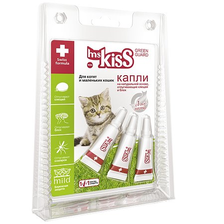 Капли для котят и кошек Ms.Kiss маленьких пород репеллентные 1мл 56308