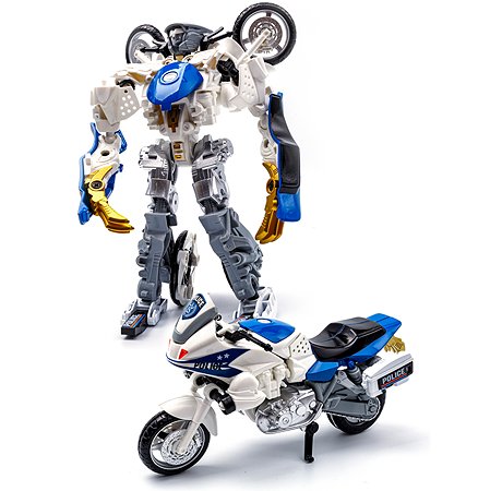 Робот-трансформер BAZUMI металлический Мотоцикл полицейский