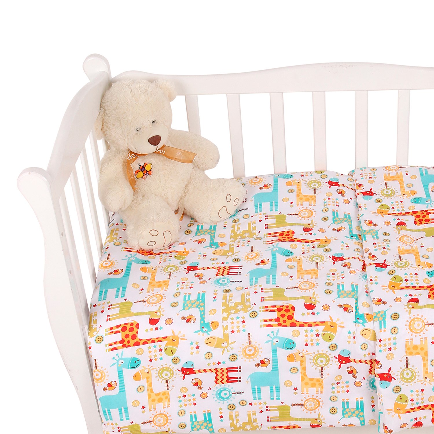 Комплект постельного белья Amarobaby Baby Boom Жирафики 3предмета Белый - фото 6
