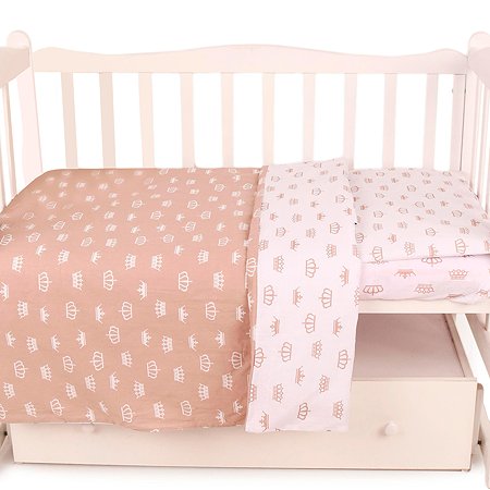 Комплект постельного белья Amarobaby Baby Boom Короны 3предмета Коричневый - фото 3