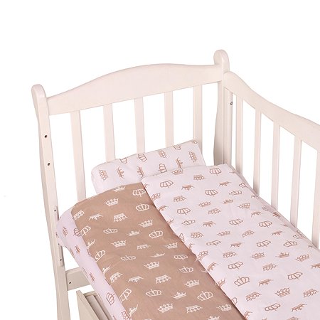 Комплект постельного белья Amarobaby Baby Boom Короны 3предмета Коричневый - фото 5