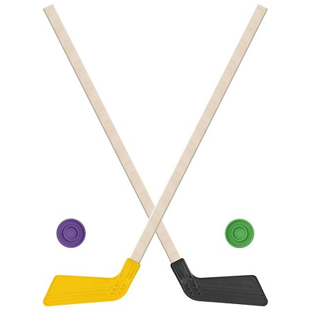 Набор для хоккея Задира Клюшки жёлтая и чёрная 80 см + 2 шайбы - фото 1