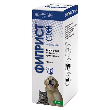 Препарат инсектоакарицидный для собак и кошек KRKA Фиприст 0.25% 100мл спрей