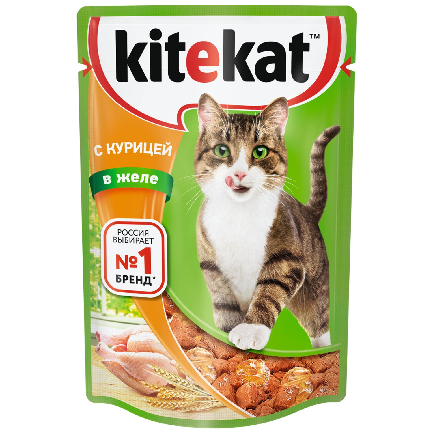 Корм влажный для кошек KiteKat 85г курица в желе пауч - фото 1