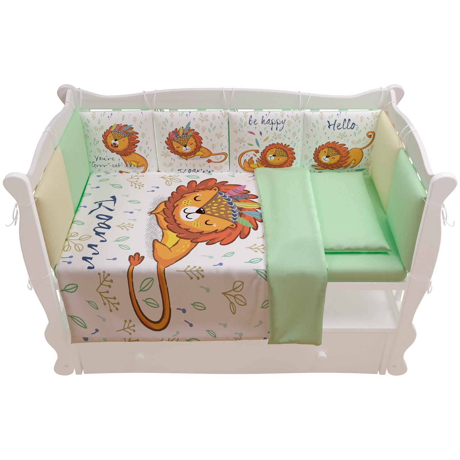 Комплект постельного белья Amarobaby Baby Lion 6предметов Салатовый - фото 1