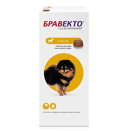 Препарат инсектоакарицидный для собак MSD Бравекто 112.5мг №1