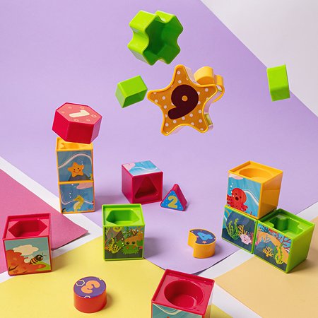 Сортер - пазл для малышей Little Hero Мир вокруг 9 кубиков LP3112 - фото 5