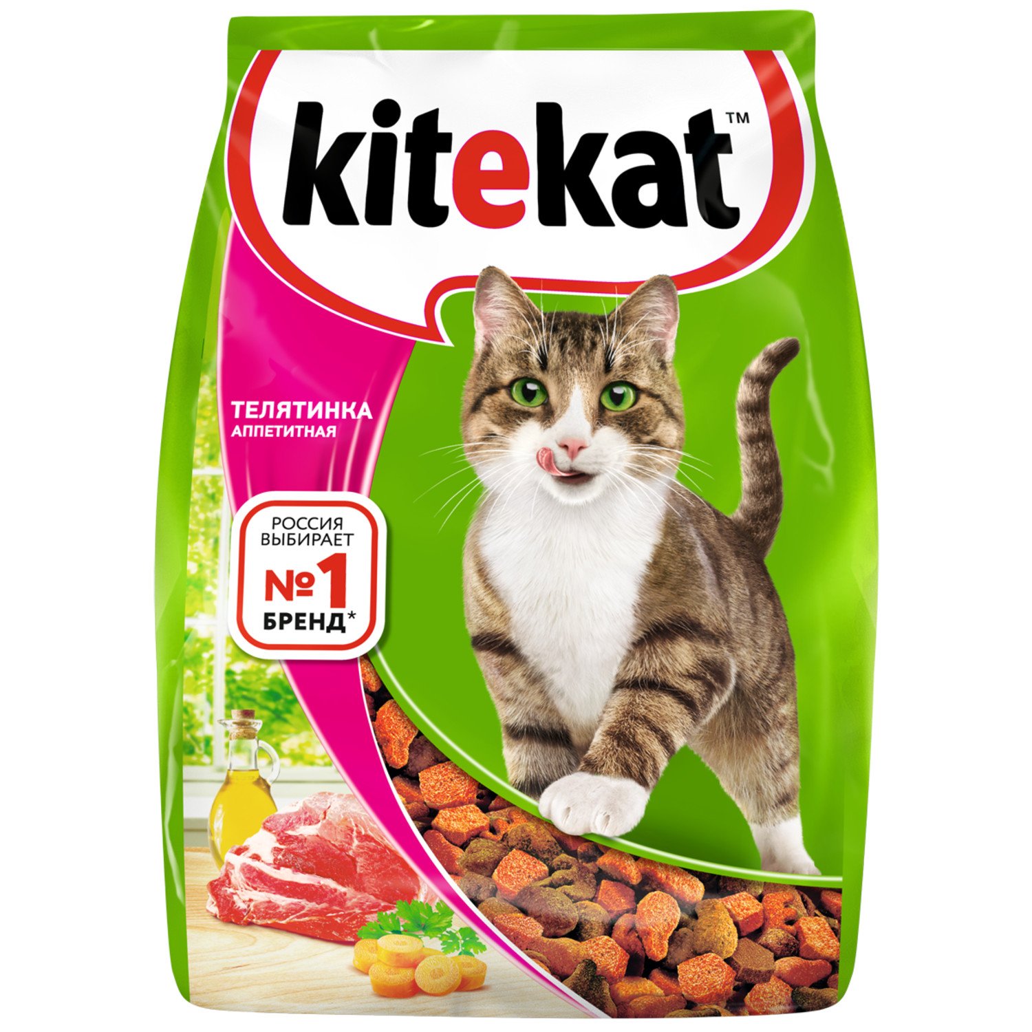 Корм сухой для кошек KiteKat 1.9кг аппетитная телятинка - фото 1