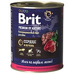 Корм для собак Brit 850г Premium by Nature с сердцем и печенью консервированный