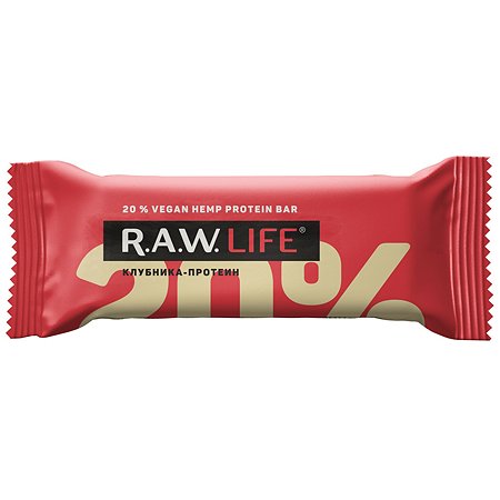 Батончик R.A.W.LIFE орехово-фруктовый клубника-протеин 50г