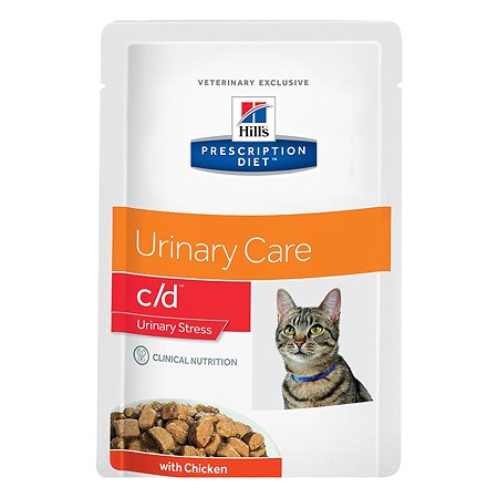 Корм для кошек HILLS 85г Prescription Diet c/d Multicare Urinary Stress для профилактики цистита и МКБ с курицей пауч